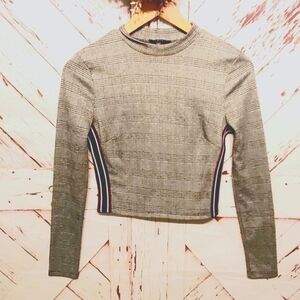 Iris Crop Striped Plaid Top